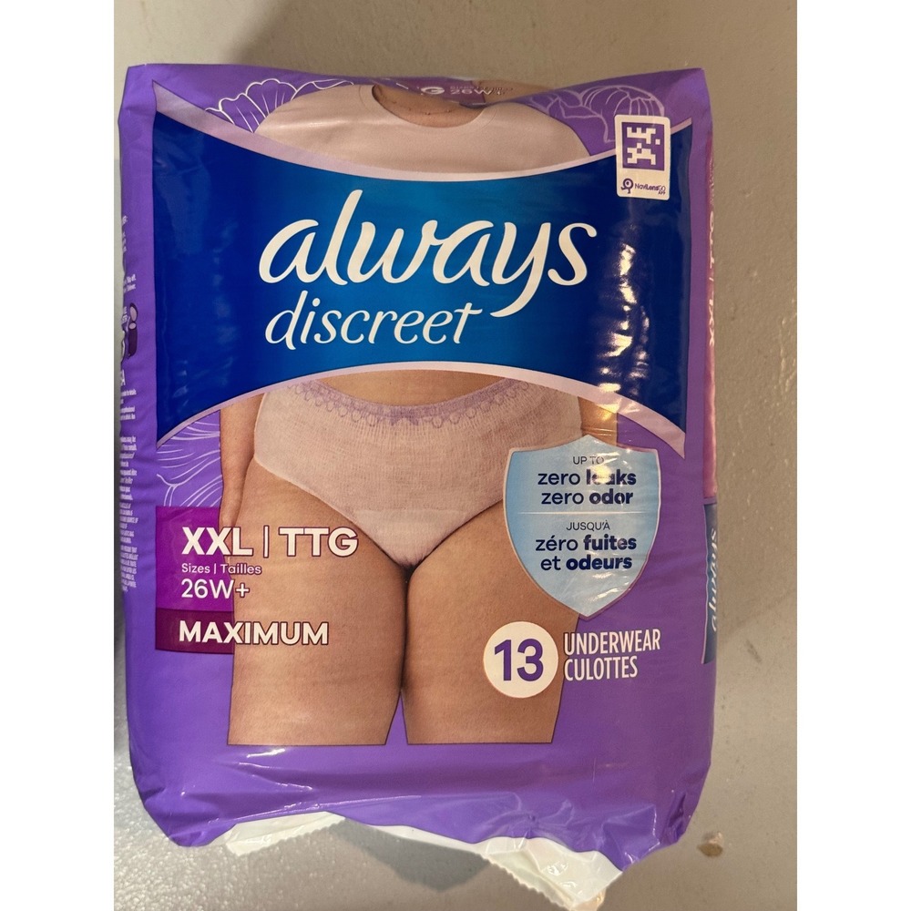 Always Discreet Maximum Protection Underwear XXL 26W+ 13 Count Pack of 1